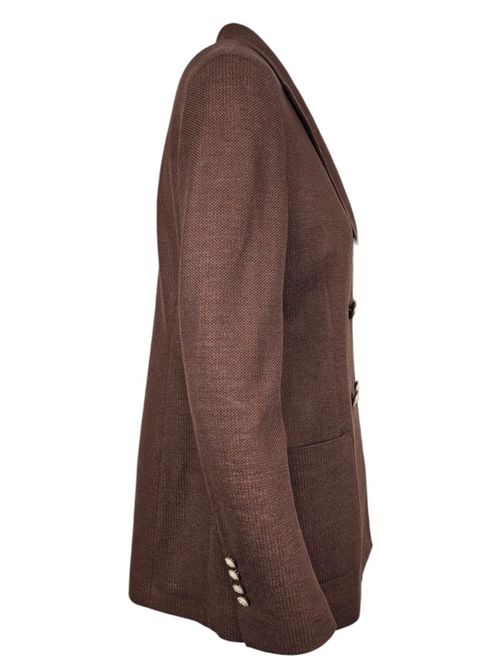 giacca donna doppiopetto in lino marrone Circolo 1901 | FD35579069